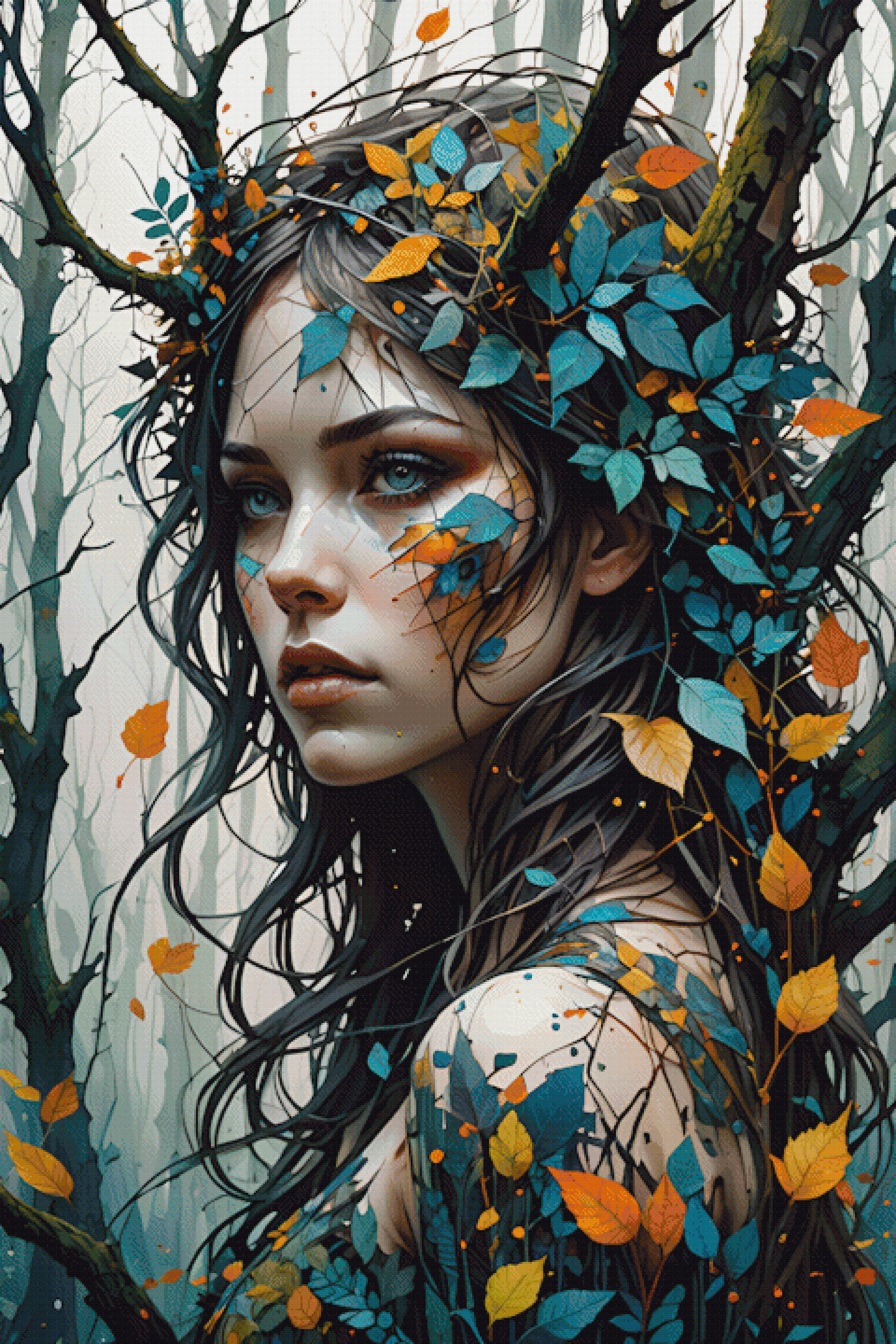 Dryad crossstitch pattern by ThreadBare (XL size, Low colors, Full