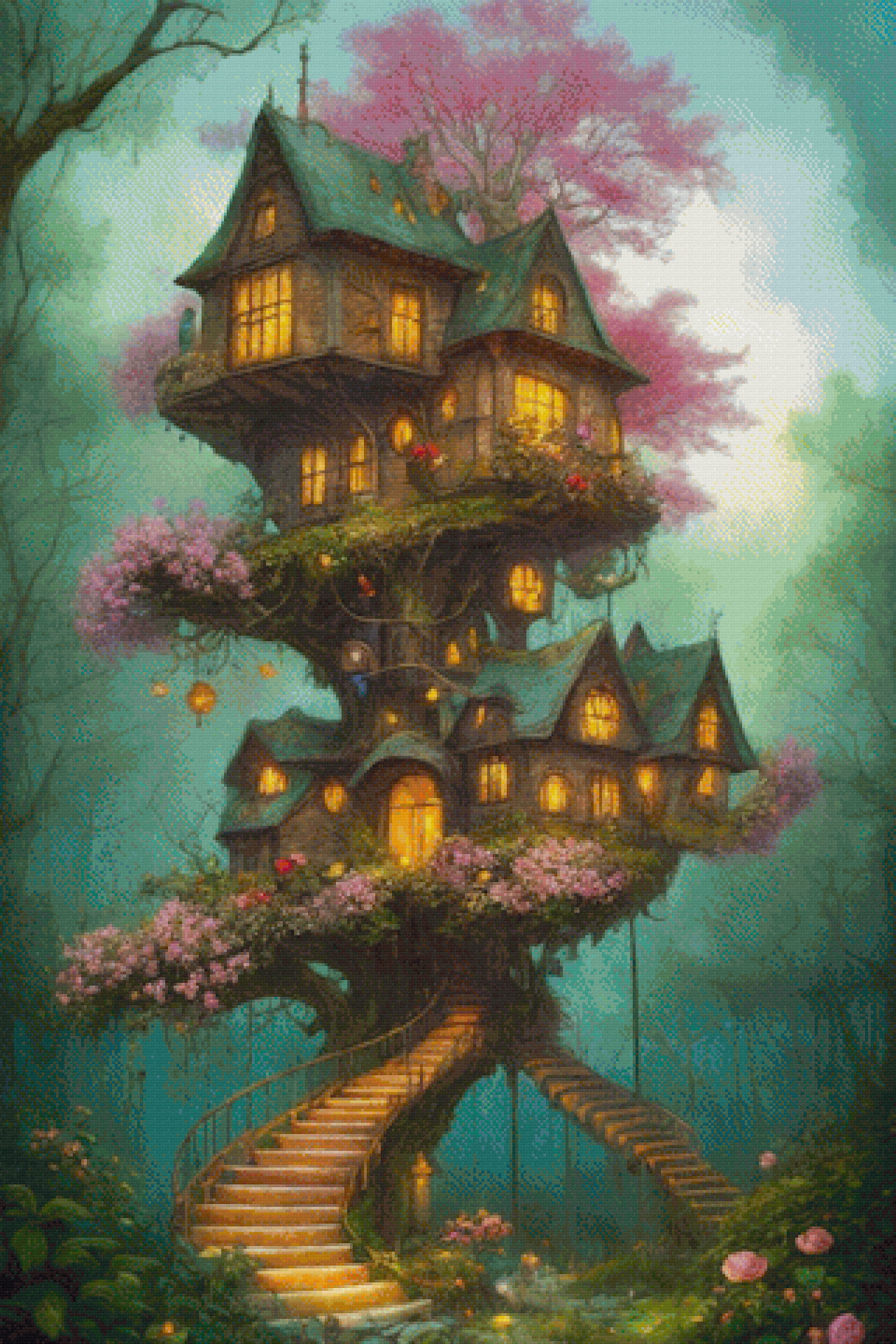 Fairy Treehouse 1 crossstitch pattern by ThreadBare (MD size, High