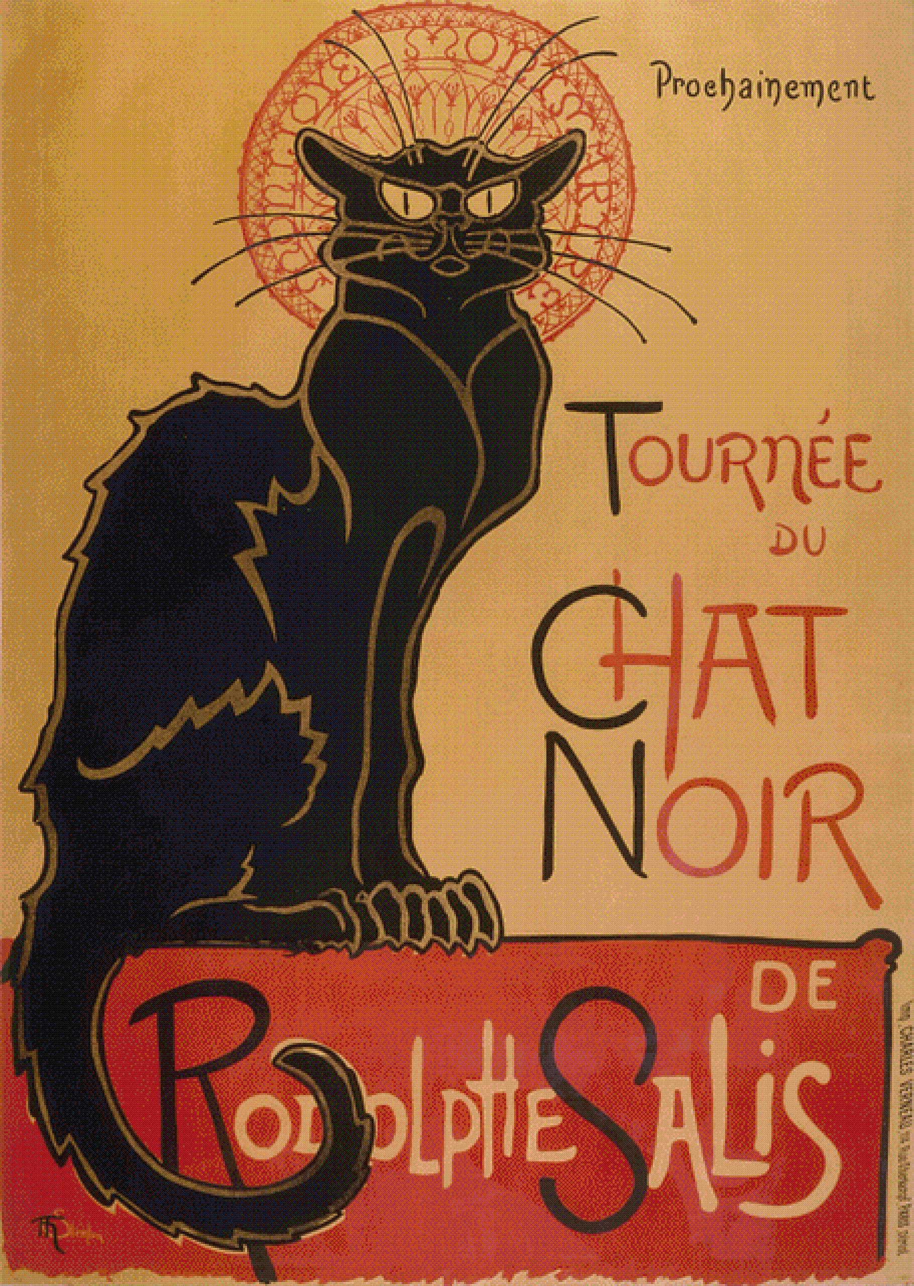 Le Chat Noir Cross Stitch Pattern By Theophile Steinlen Xl Size High Color Full Dmc Palette